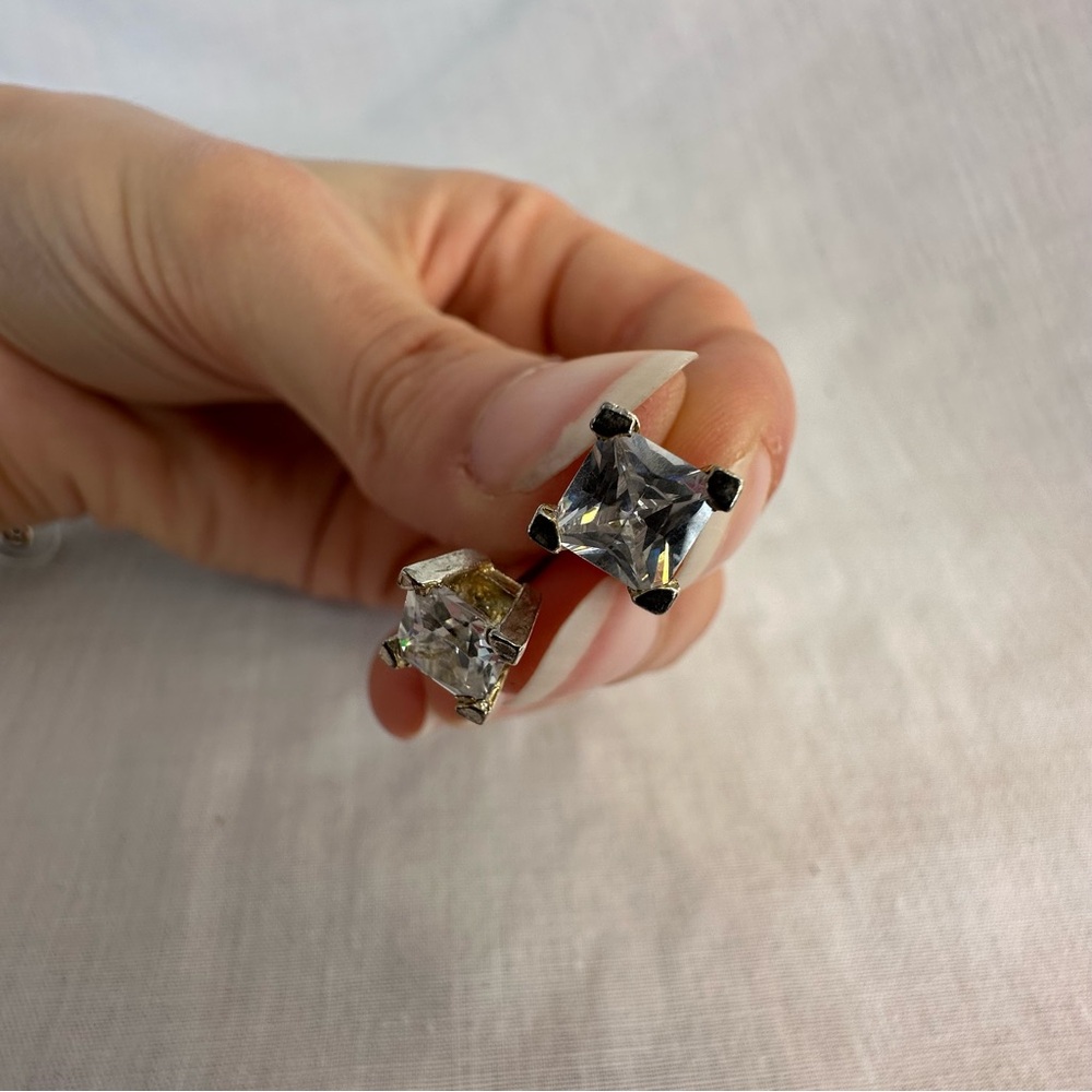 Elegant Faux Silver and Diamond Stud Earrings